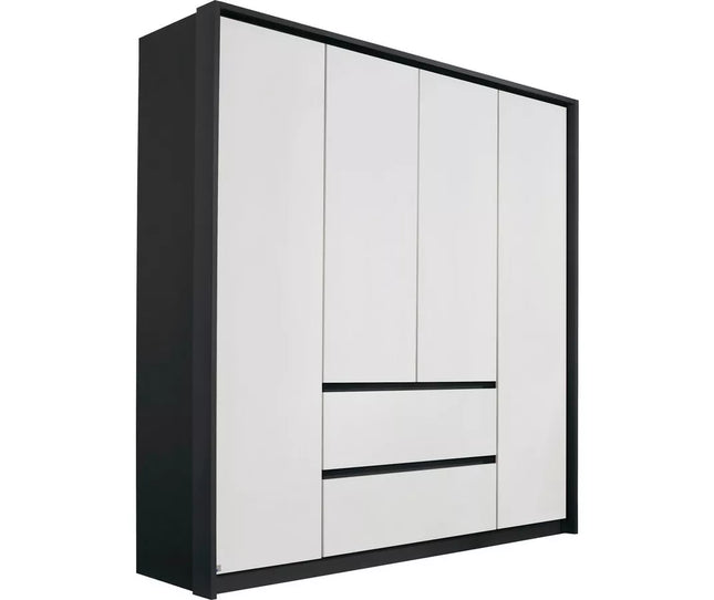 UNICORN Wardrobe modern white black brown Width 185 cm Depth 58 cm Height 212 cm