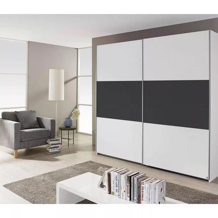 UNICORN Wardrobe sliding door wardrobe modern white dark gray Width 218 cm Depth 59 cm Height 210 cm