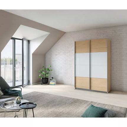 UNICORN Wardrobe modern white oak light brown Width 225 cm Depth 54.2 cm Height 210.5 cm
