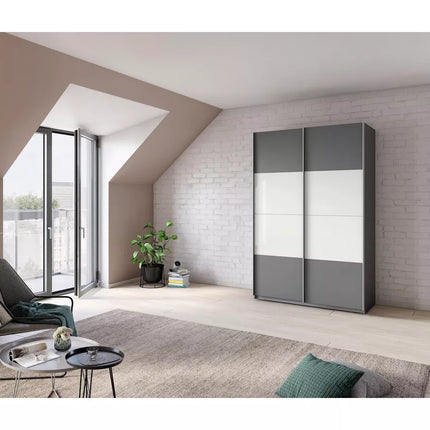 UNICORN Wardrobe modern white oak light brown Width 225 cm Depth 54.2 cm Height 210.5 cm