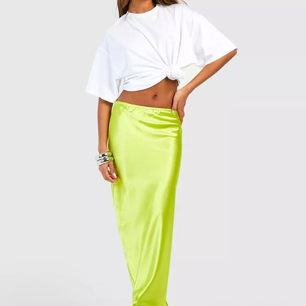 UNICORN Women's skirt glossy satin green xs s m l xl xxl