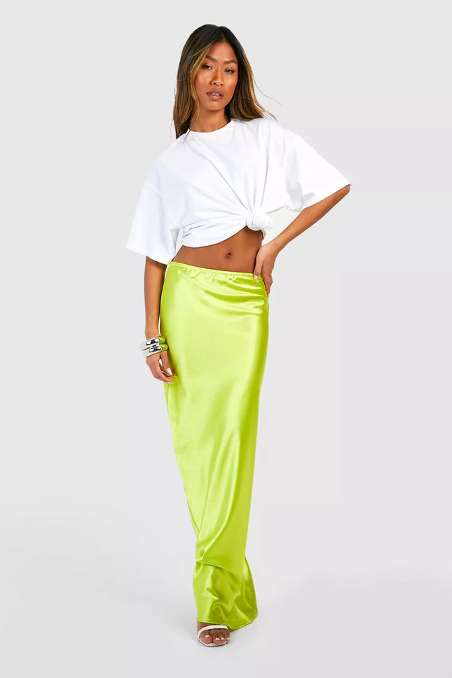 UNICORN Women's skirt glossy satin green xs s m l xl xxl