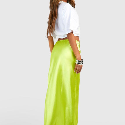 UNICORN Women's skirt glossy satin green xs s m l xl xxl