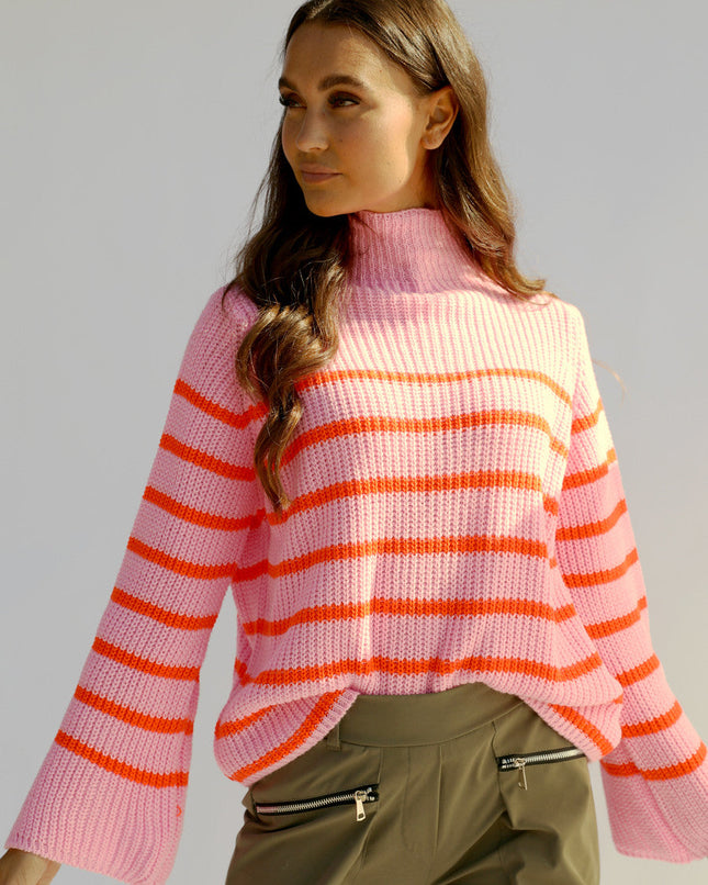 UNICORN Women's sweater striped pink green one size