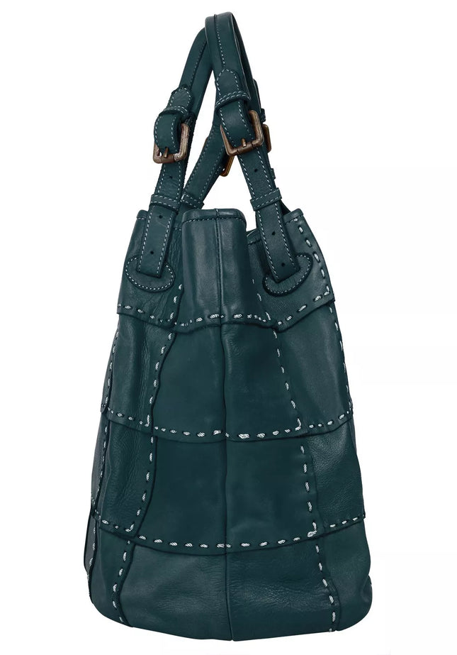 UNICORN Women's leather shoulder bag square pattern blue one size