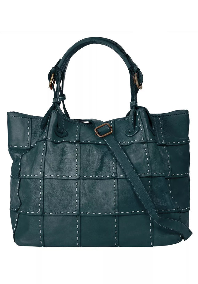 UNICORN Women's leather shoulder bag square pattern blue one size