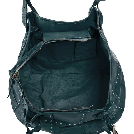 UNICORN Women's leather shoulder bag square pattern blue one size