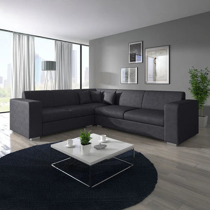 UNICORN Corner sofa 4-seater faux leather cognac brown black