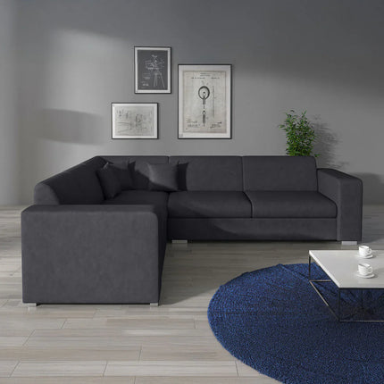 UNICORN Corner sofa, 4-seater, black brown faux leather
