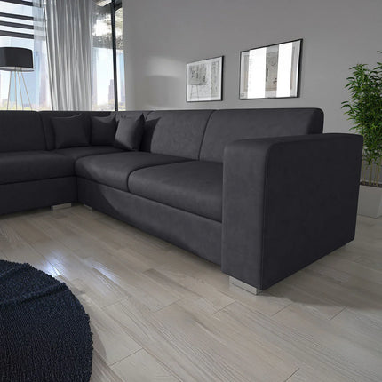 UNICORN Corner sofa, 4-seater, black brown faux leather