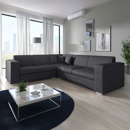 UNICORN Corner sofa 4-seater faux leather cognac brown black
