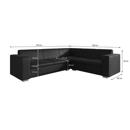 UNICORN Corner sofa 4-seater Faux leather brown black Width 270 cm Height 78 cm Depth 230 cm