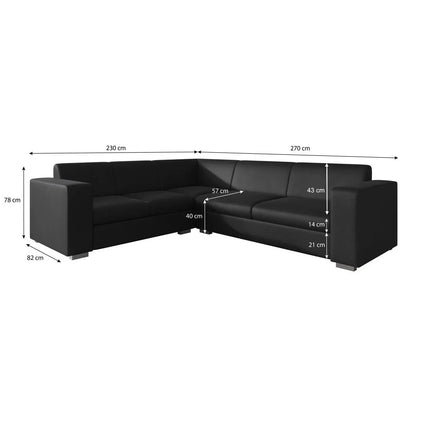 UNICORN Corner sofa 4-seater Faux leather black brown Width 270 cm Height 78 cm Depth 230 cm