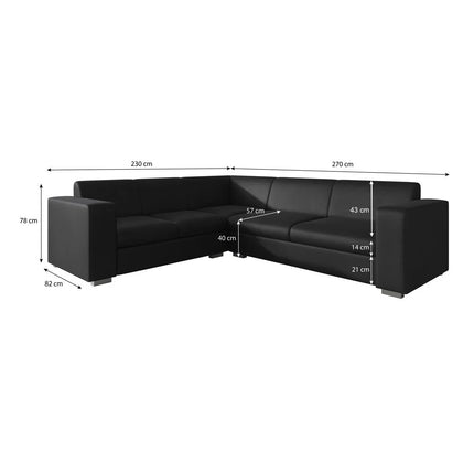 UNICORN Corner sofa 4-seater ribbed fabric beige Width 270 cm Height 78 cm Depth 230 cm