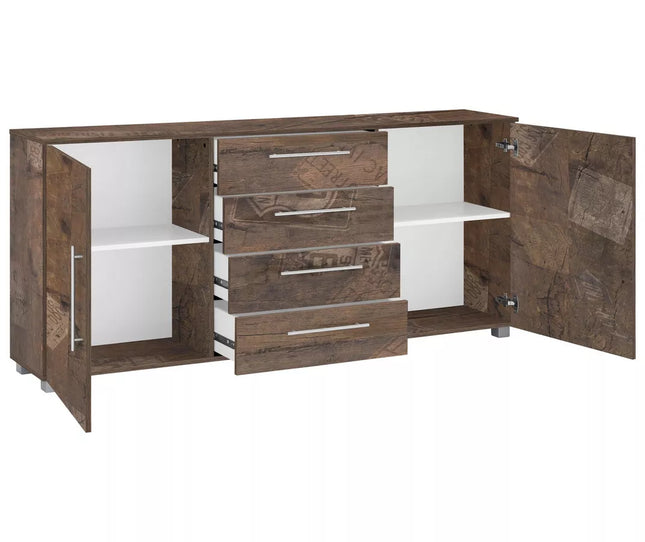 UNICORN Sideboard wall unit modern brown white Width 180.5 cm Depth 35 cm Height 81.4 cm