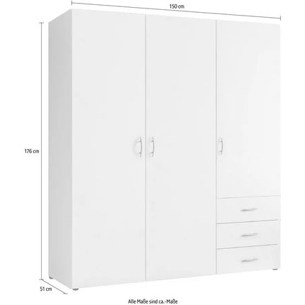 UNICORN Wardrobe basic white Width 150 cm Depth 51 cm Height 176 cm