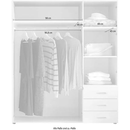 UNICORN Wardrobe basic white Width 150 cm Depth 51 cm Height 176 cm
