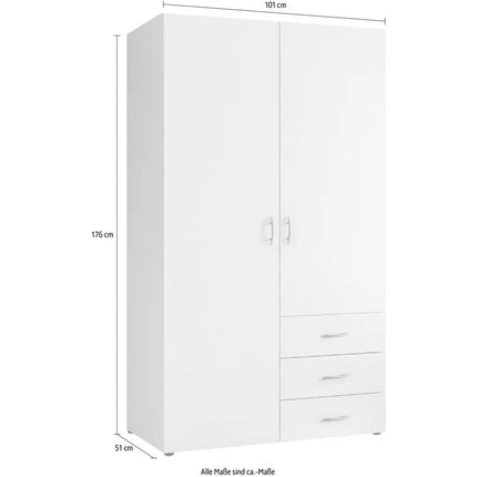 UNICORN Wardrobe basic white Width 101 cm Depth 51 cm Height 176 cm