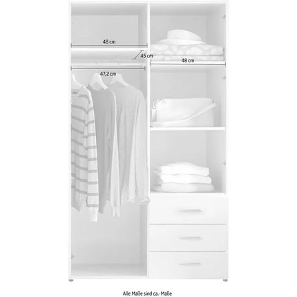 UNICORN Wardrobe basic white Width 101 cm Depth 51 cm Height 176 cm