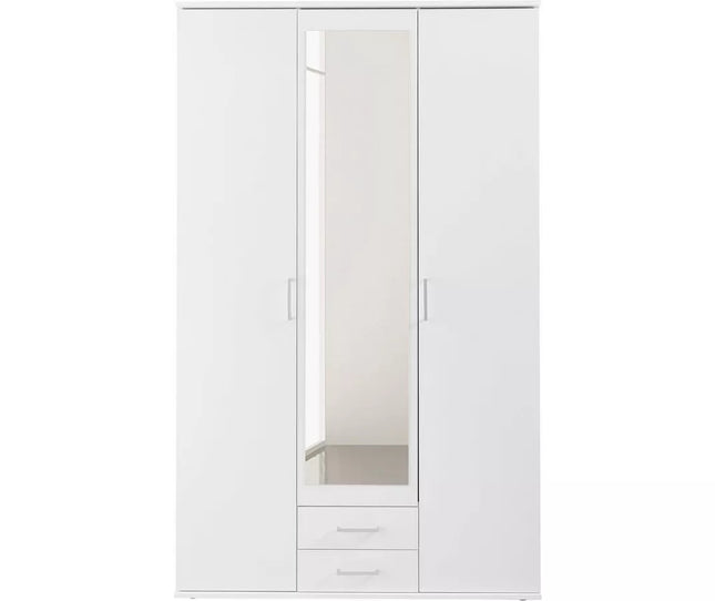 UNICORN Wardrobe basic white with mirror Width 120 cm Depth 54 cm Height 196 cm