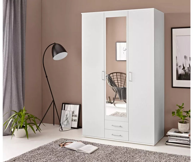 UNICORN Wardrobe basic white with mirror Width 120 cm Depth 54 cm Height 196 cm