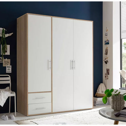 UNICORN Wardrobe modern white oak brown gray Width 155 cm Depth 60 cm Height 195 cm