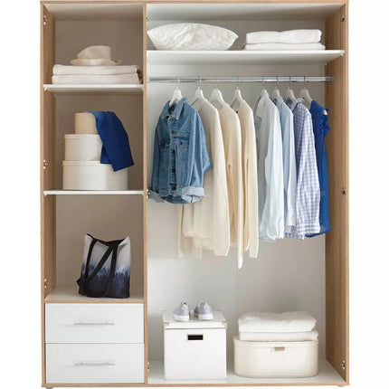 UNICORN Wardrobe modern white oak brown gray Width 155 cm Depth 60 cm Height 195 cm