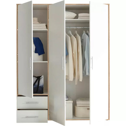 UNICORN Wardrobe modern white oak brown gray Width 155 cm Depth 60 cm Height 195 cm