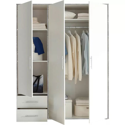 UNICORN Wardrobe modern white oak brown gray Width 155 cm Depth 60 cm Height 195 cm