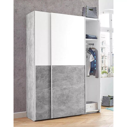 UNICORN Wardrobe modern white gray Width 125 cm Depth 62 cm Height 196 cm