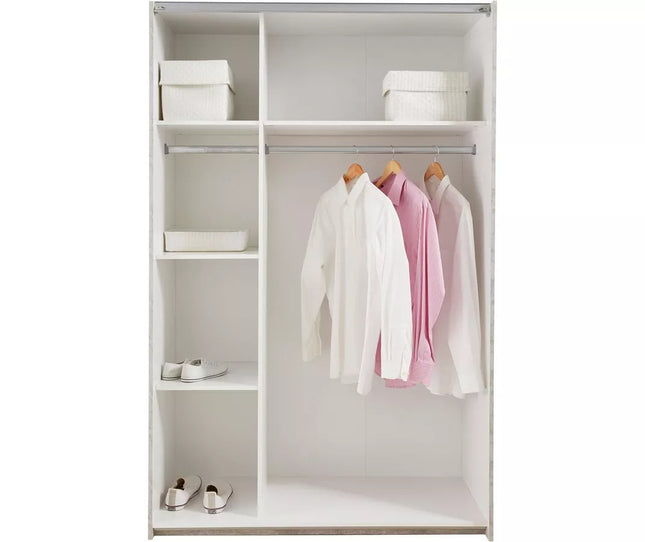 UNICORN Wardrobe modern white gray Width 125 cm Depth 62 cm Height 196 cm