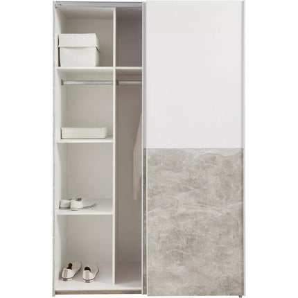 UNICORN Wardrobe modern white gray Width 125 cm Depth 62 cm Height 196 cm