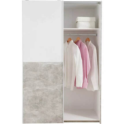 UNICORN Wardrobe modern white gray Width 125 cm Depth 62 cm Height 196 cm