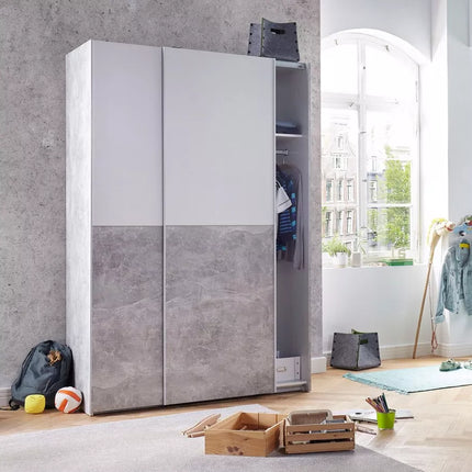 UNICORN Wardrobe modern white gray Width 125 cm Depth 62 cm Height 196 cm
