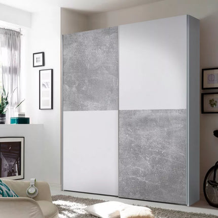 UNICORN Wardrobe modern white oak brown gray Width 170 cm Depth 59 cm Height 195 cm