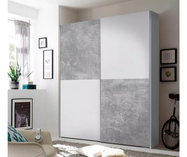 UNICORN Wardrobe modern white oak brown gray Width 170 cm Depth 59 cm Height 195 cm