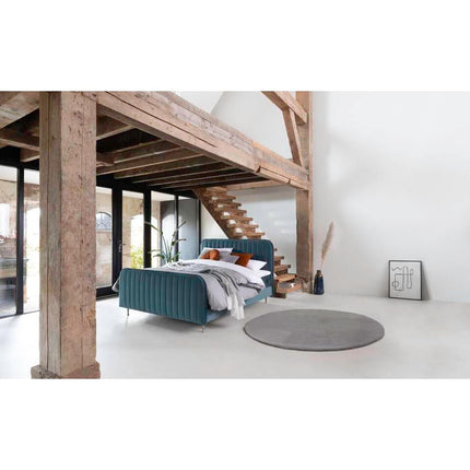 UNICORN Boxspring double bed velvet blue 140x200 cm