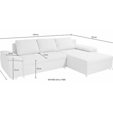 UNICORN Corner sofa brown dark brown dark gray 270X90X82 cm Seat height 53 cm