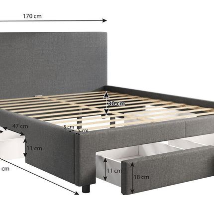 UNICORN Double Bed Suente - Gray - 160x200 cm