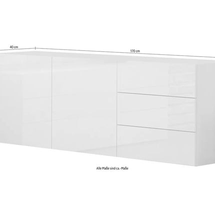 UNICORN Sideboard wall unit modern high-gloss white Width 170 cm Depth 40 cm Height 61 cm