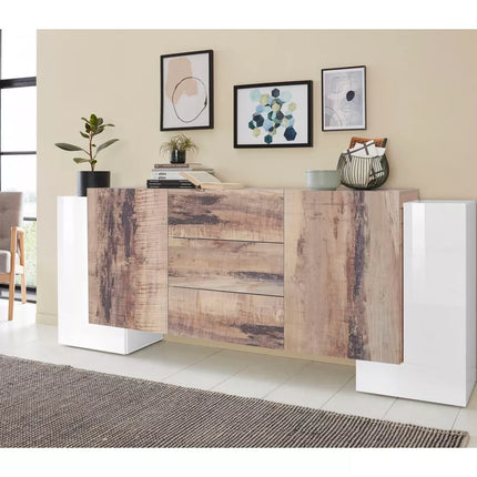 UNICORN Sideboard wall unit modern high-gloss white Width 210 cm Depth 40 cm Height 85 cm