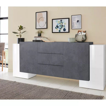 UNICORN Sideboard wall unit modern high-gloss white Width 210 cm Depth 40 cm Height 85 cm