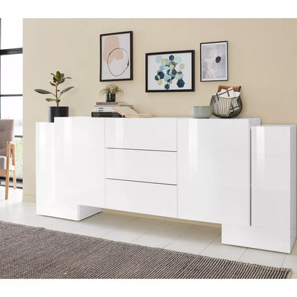 UNICORN Sideboard wall unit modern high-gloss white Width 210 cm Depth 40 cm Height 85 cm