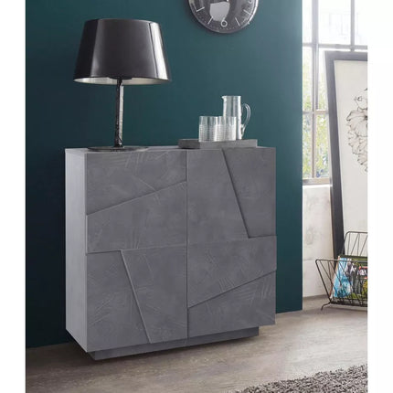 UNICORN Sideboard wall unit modern gray high-gloss white dark gray Width 80 cm Depth 44 cm Height 86 cm