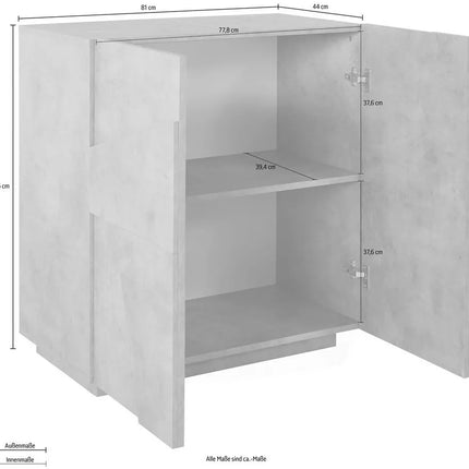 UNICORN Sideboard wall unit modern gray high-gloss white dark gray Width 80 cm Depth 44 cm Height 86 cm