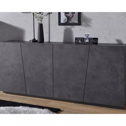 UNICORN Sideboard wall unit modern cement look gray high-gloss white Width 200 cm Depth 43 Height 86 cm