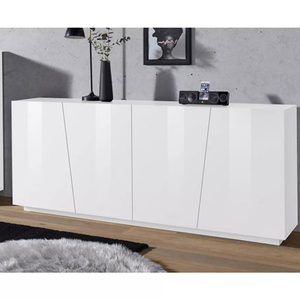 UNICORN Sideboard wall unit modern cement look gray high-gloss white Width 200 cm Depth 43 Height 86 cm