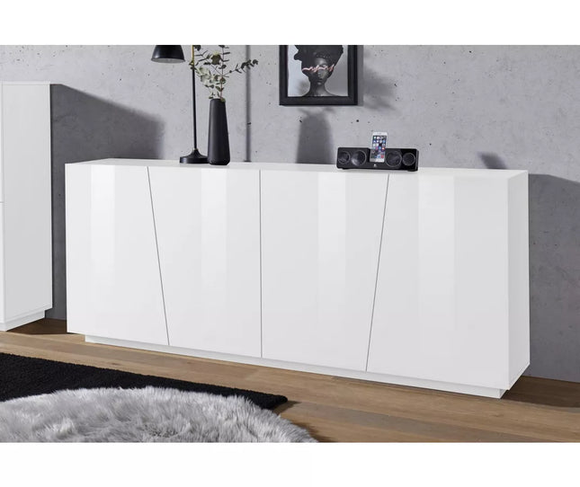 UNICORN Sideboard wall unit modern cement look gray high-gloss white Width 200 cm Depth 43 Height 86 cm