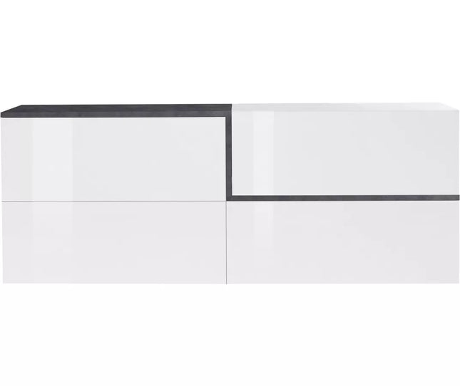 UNICORN Sideboard wall unit modern high-gloss white Width 210 cm Depth 40 cm Height 86 cm