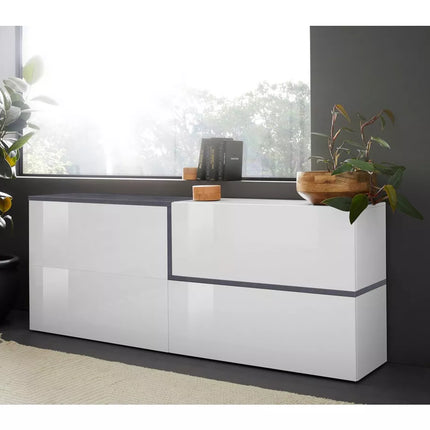 UNICORN Sideboard wall unit modern high-gloss white Width 210 cm Depth 40 cm Height 86 cm